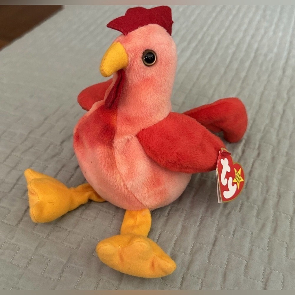 RARE 1996 Ty Beanie Babies "STRUT" the Rooster with tag error